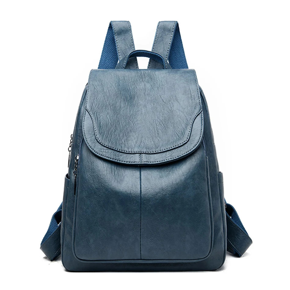 AMYMANG Damen Leder-Rucksack – Vintage PU-Leder Bookbag mit großem Stauraum & Regenschutz für Schule, Reise & Alltag