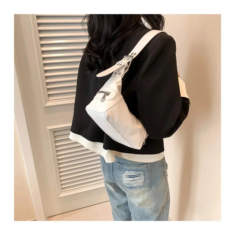 Damen Baguette Schultertasche aus PU-Leder – Retro Achseltasche mit Reißverschluss, großem Stauraum & elegantem Vintage-Design