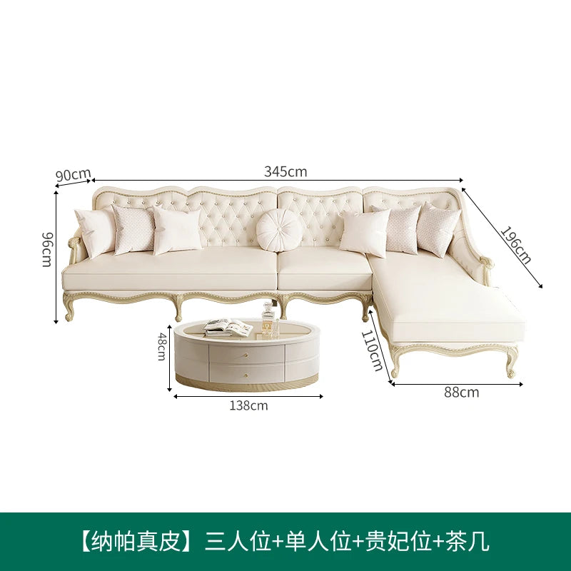 Amerikanisches Light-Luxury Ledersofa – Moderne französische Wohnlandschaft aus echtem Leder, europäisches Ecksofa für stilvolle Wohnzimmer