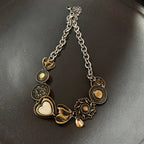 Vintage Halskette mit braunem Stein-Anhänger – Eleganter Layering Choker & Clavicle Chain aus Edelstahl für Damen & Herren