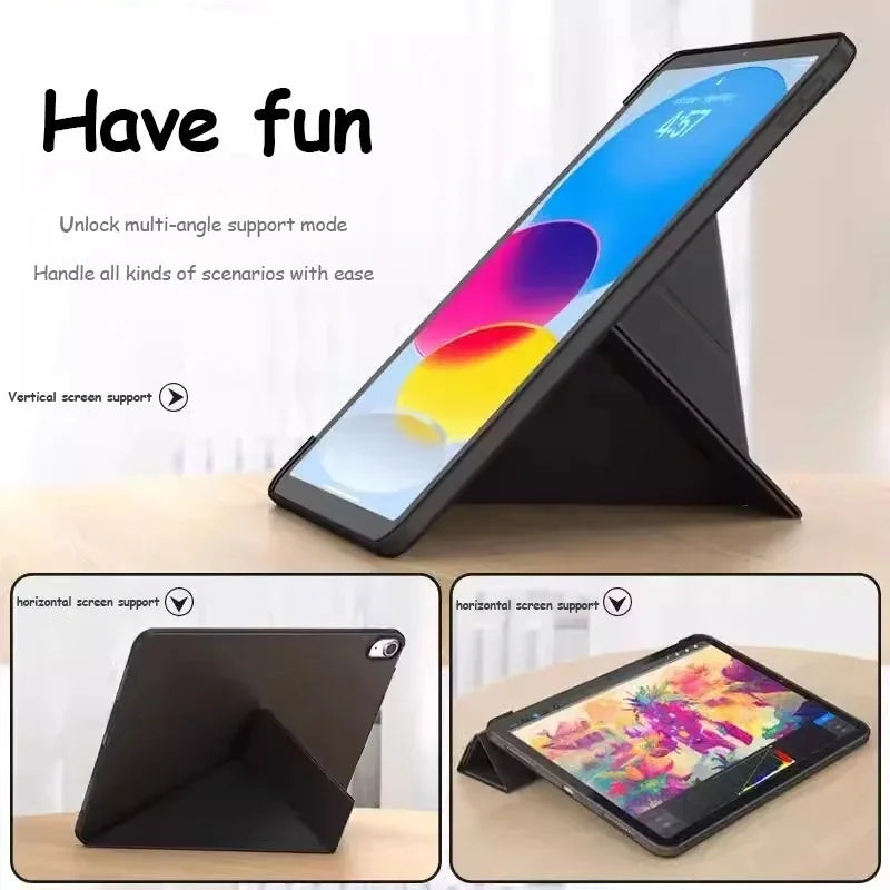 Étui à rabat en cuir pliable en Y pour iPad Mini, iPad Air et iPad Pro – Étui ultra résistant pour tablette avec fonction support (11 pouces) 