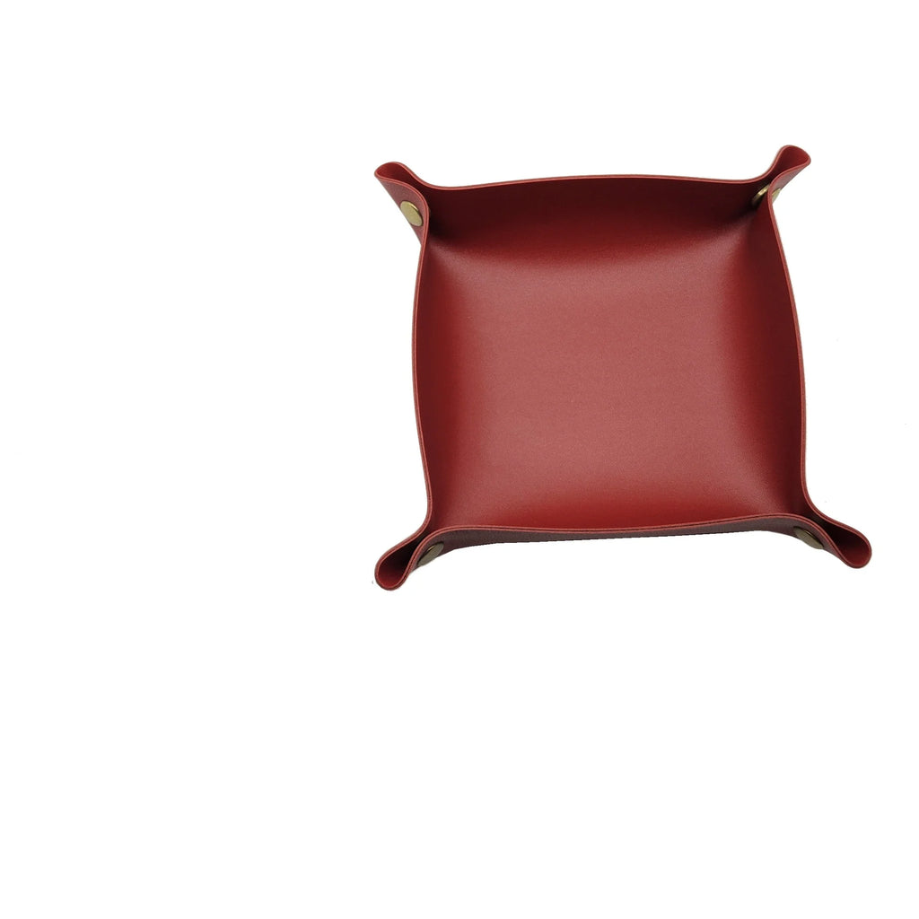 Nordische PU Leder Ablageschale 15 × 15 cm – Faltbare Desktop Storage Box für Schmuck, Kosmetik & Schlüssel