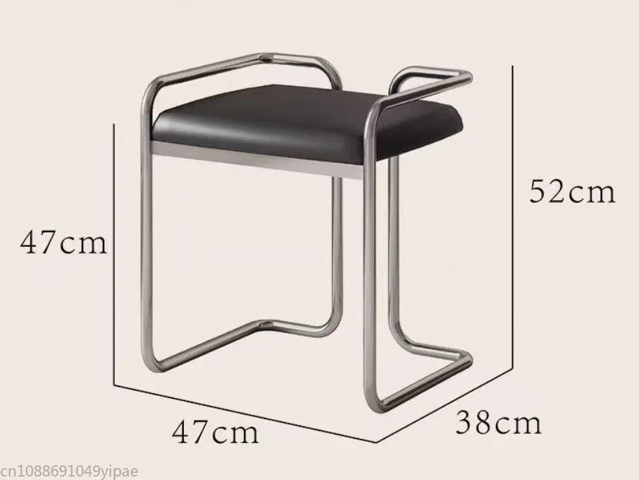 Tabouret de dressing nordique en cuir PU – Tabouret de luxe léger et minimaliste avec cadre métallique pour meubles, meubles et meubles