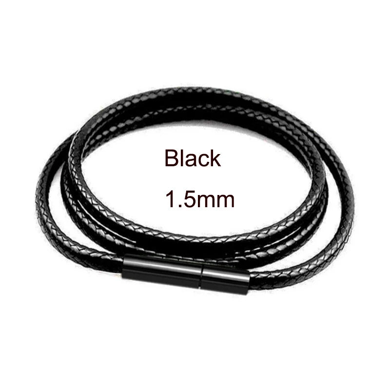 Cuir Noir Halskette mit Kette – Handgeflochtene DIY Kordel für Damen &amp; Herren, longue cuirette 40–70 cm
