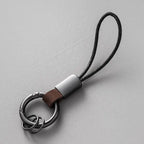 Echter Leder Schlüsselanhänger mit Baumwollseil – Trendiger Keychain & Lanyard mit Metallring für Auto, Tasche & Alltag