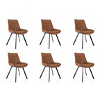 2er Set Moderne Esszimmerstühle aus Kunstleder – Retro Design Polsterstühle in Braun mit Metallbeinen für Esszimmer, Wohnzimmer & Büro