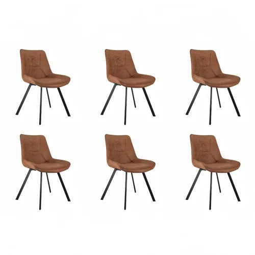 2er Set Moderne Esszimmerstühle aus Kunstleder – Retro Design Polsterstühle in Braun mit Metallbeinen für Esszimmer, Wohnzimmer & Büro