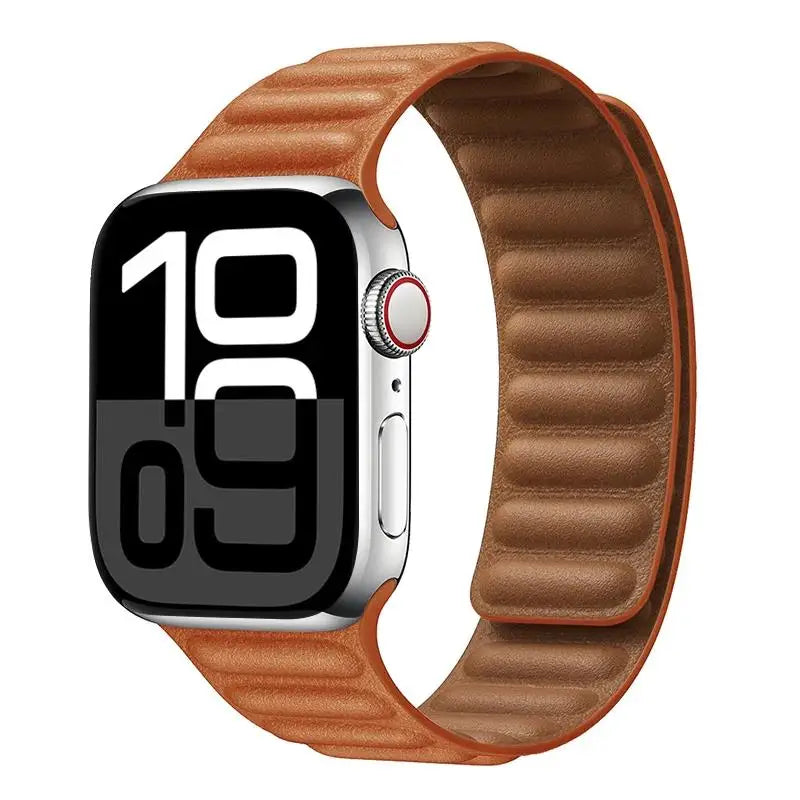 Pulsera de cuero magnética para Apple Watch – Correa de cuero original de 38–49 mm para las series 3–11, SE y Ultra 2