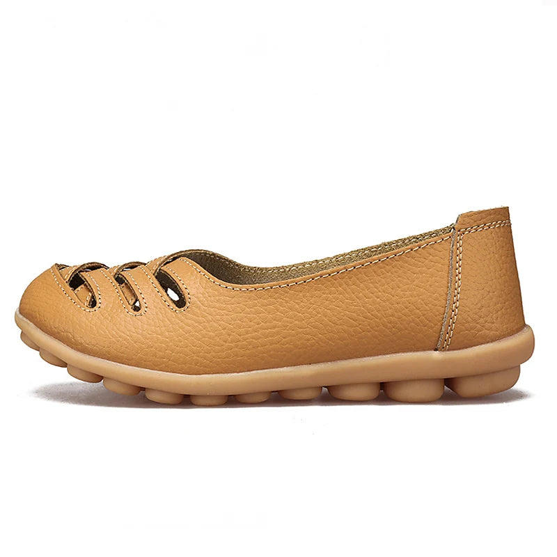 HAJINK Damen Leder Flats – Handgefertigte Loafers, Slip-On Ballerinas aus echtem Rindsleder