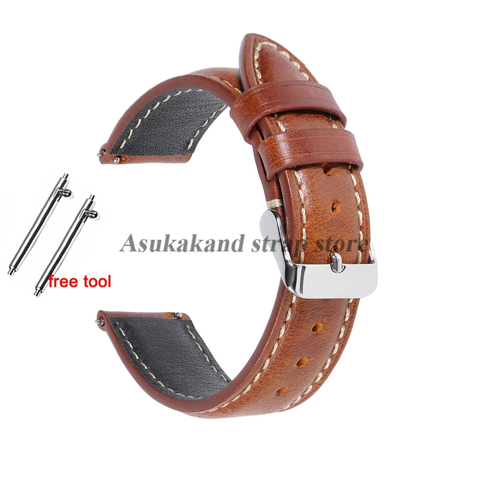 Vintage Uhrenarmband aus Oil-Wax-Leder - Correa de reloj de cuero de 18 mm a 22 mm con Dornschließe im klassischen Look para hombres y mujeres 
