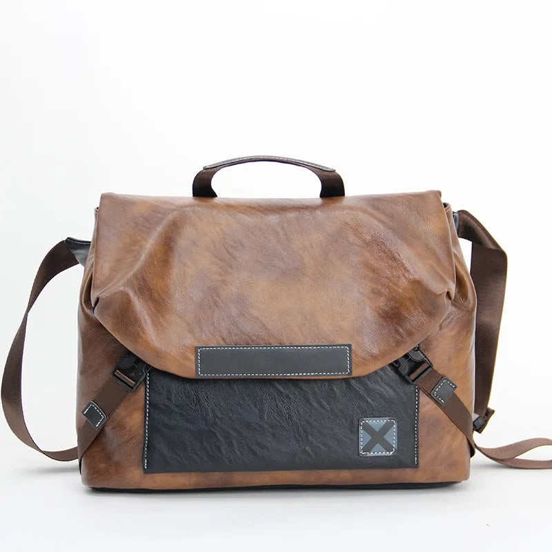 Vintage PU-Leder Herren Messenger Bag – Retro Crossbody, Laptop Briefcase & Schultertasche