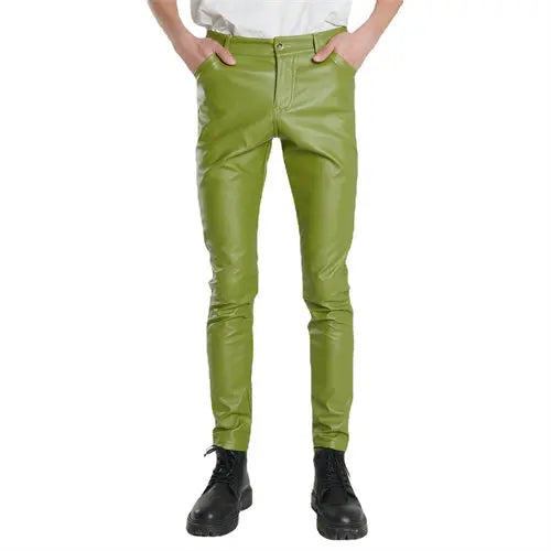 Herren PU Lederhose Slim Fit – Stretch Kunstlederhose in 16 Farben, modische Biker- & Streetwear-Hose (Gr. 28–40)