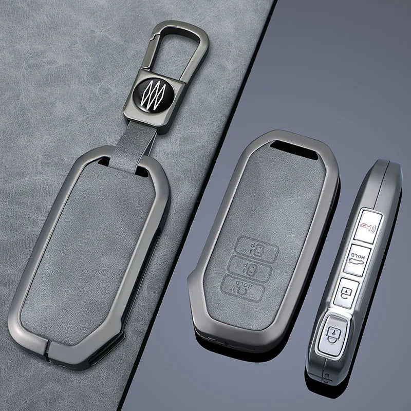 Premium Autoschlüssel Hülle aus Zinklegierung & Leder (7 Tasten) für Kia – Key Case Cover für Sportage 2024, Niro Hybrid, Sorento MQ4, EV6 GT-Line & K8 V6