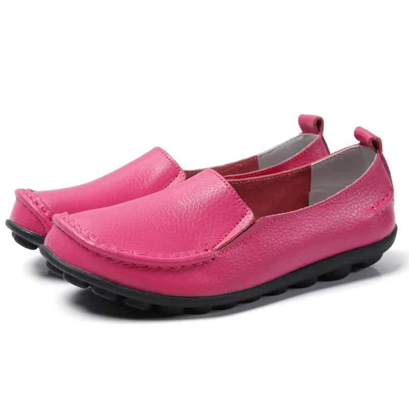 HAJINK Damen Flats 2024 – Weiche Slip-On Loafers aus echtem Leder, elegante Moccasins für Alltag & Freizeit, Plus Size