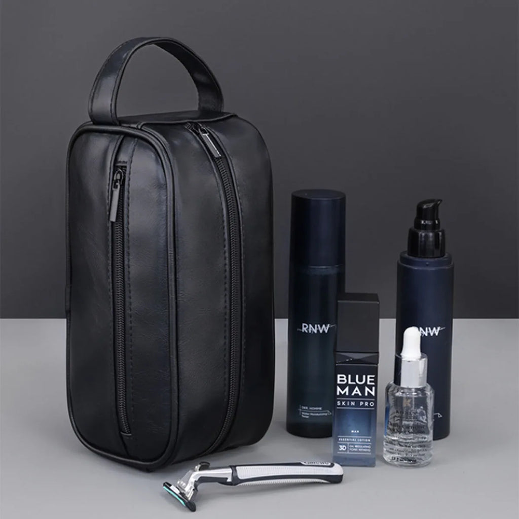 Accessoires culturels d'extérieur pour hommes en cuir PU – Sacs de maquillage pliables et pratiques avec de plus grandes capacités