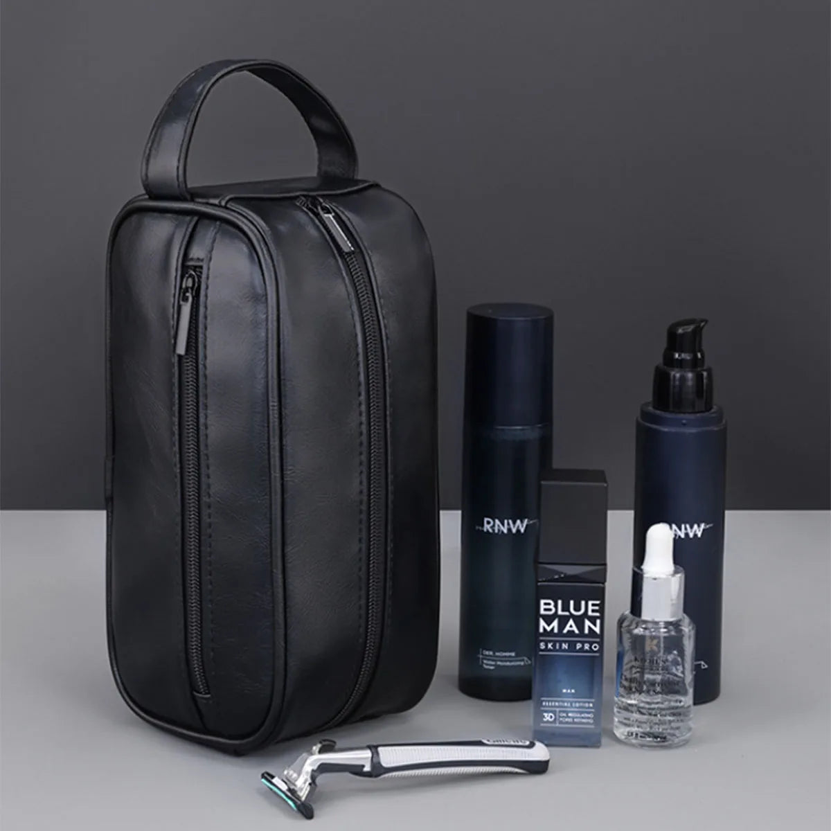 Accessoires culturels d'extérieur pour hommes en cuir PU – Sacs de maquillage pliables et pratiques avec de plus grandes capacités