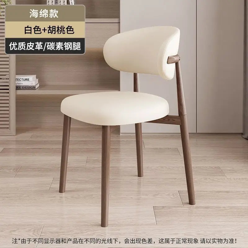 Italienischer Polster-Esszimmerstuhl aus Leder – Moderner Küchenstuhl mit Rückenlehne, High-Density Schaum & stabilem Eisenrahmen im nordischen Design