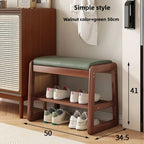 Geflochtener Schuhwechselhocker aus Massivholz – Sitzbarer Schuhhocker mit mehrlagigem Stauraum für Flur & Eingangsbereich