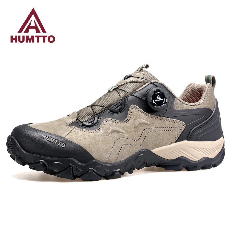 HUMTTO Herren Leder Sneaker – Luxus Outdoor Hiking Boots, Atmungsaktive Wander- und Trekking-Schuhe, Rutschfest & Wasserabweisend