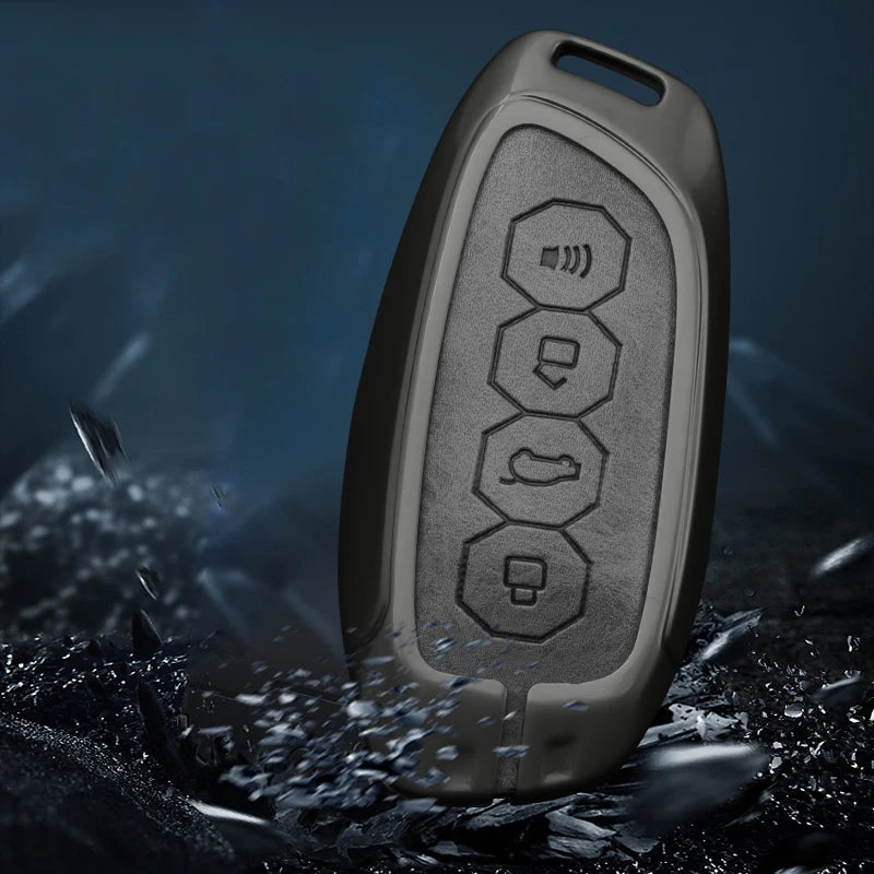 Premium Autoschlüssel Hülle aus Zinklegierung & Leder für Great Wall Haval – Key Case Cover für H6 (2024), H9 (2024), F7x, H5, H3, H2, M6 & mehr