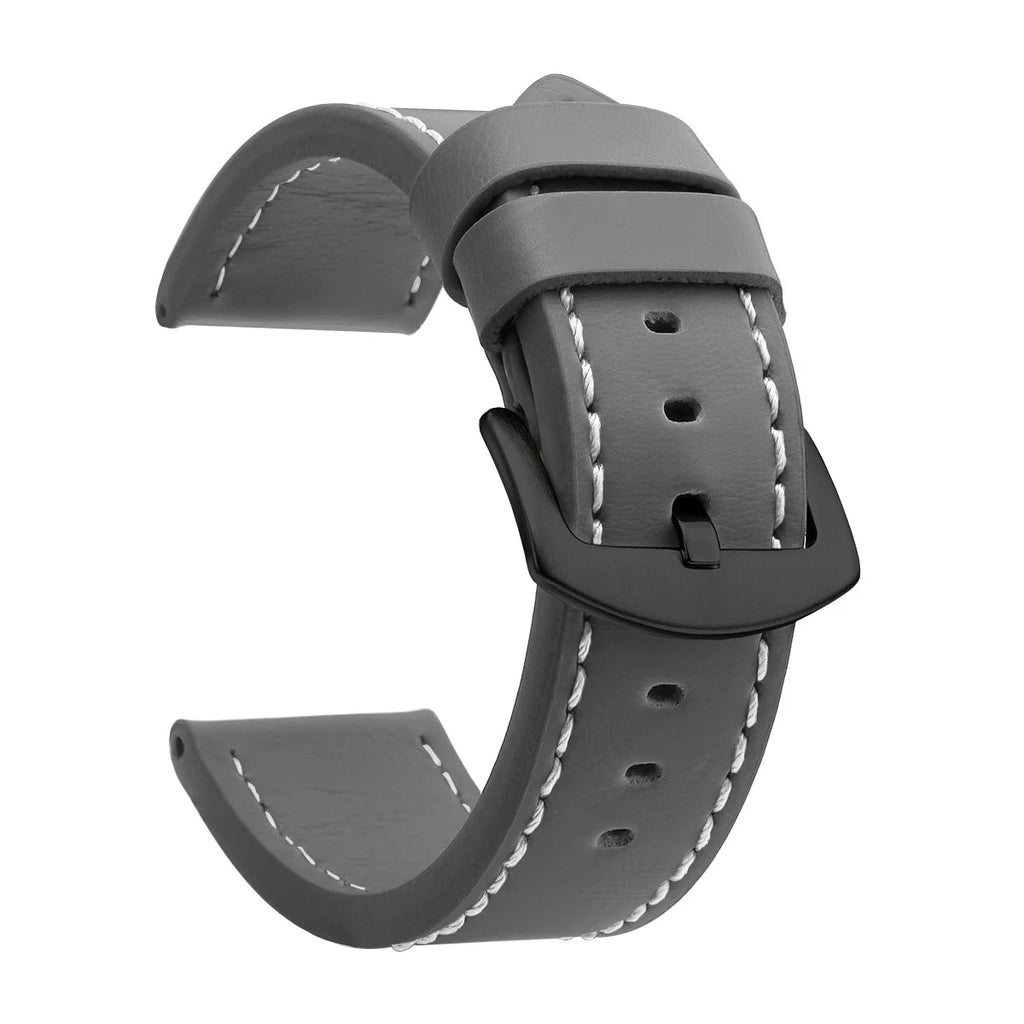 SAMCO Sport Vintage Leder-Uhrenarmband mit Edelstahlschließe - Correa de reloj clásica 18 / 20 / 22 / 24 mm para brazaletes