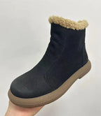 Handgefertigte Damen Stiefeletten aus echtem Leder – Warme Retro Ankle Boots mit Rundspitze &amp; Reißverschluss (Größe 35–45) 