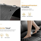 Nordisches Relaxsofa mit elektrischer Liegefunktion – Atmungsaktives Kunstleder Sofa-Set mit Wärme- &amp; Massagefunktion, Stauraum &amp; Konsole