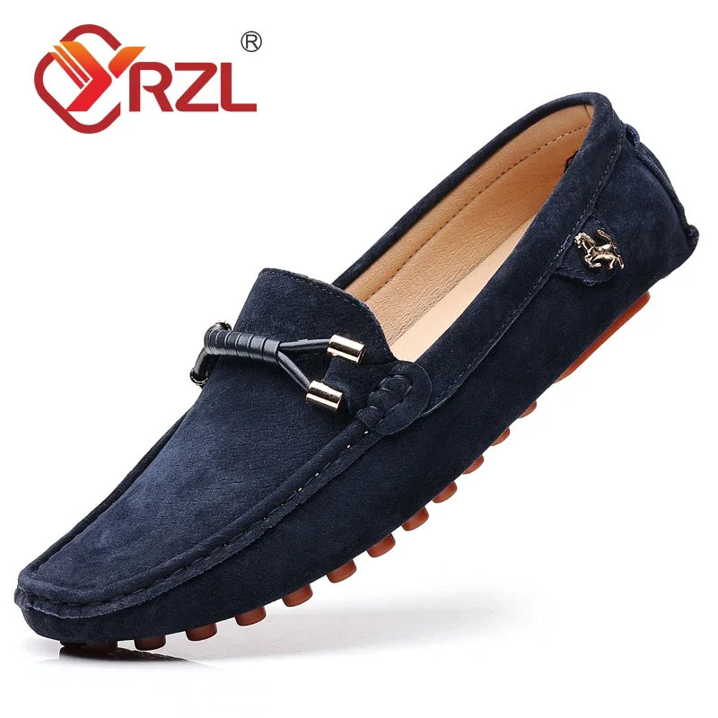 YRZL Herren Wildleder Loafer – Weiche Driving Mokassins aus echtem Leder, Slip-On Flats in Übergrößen bis 48