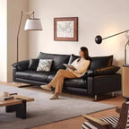 Vintage Designer Leder Sofa aus Massivholz – Elegantes Luxus Lounge Sofa für das Wohnzimmer aus echtem Leder