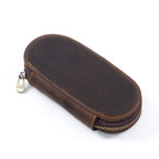 Vintage Crazy Horse Cuir Stifteetui 3er-Set – Ovales Pen Case mit Reißverschluss für Füllfederhalter &amp; Schreibgeräte