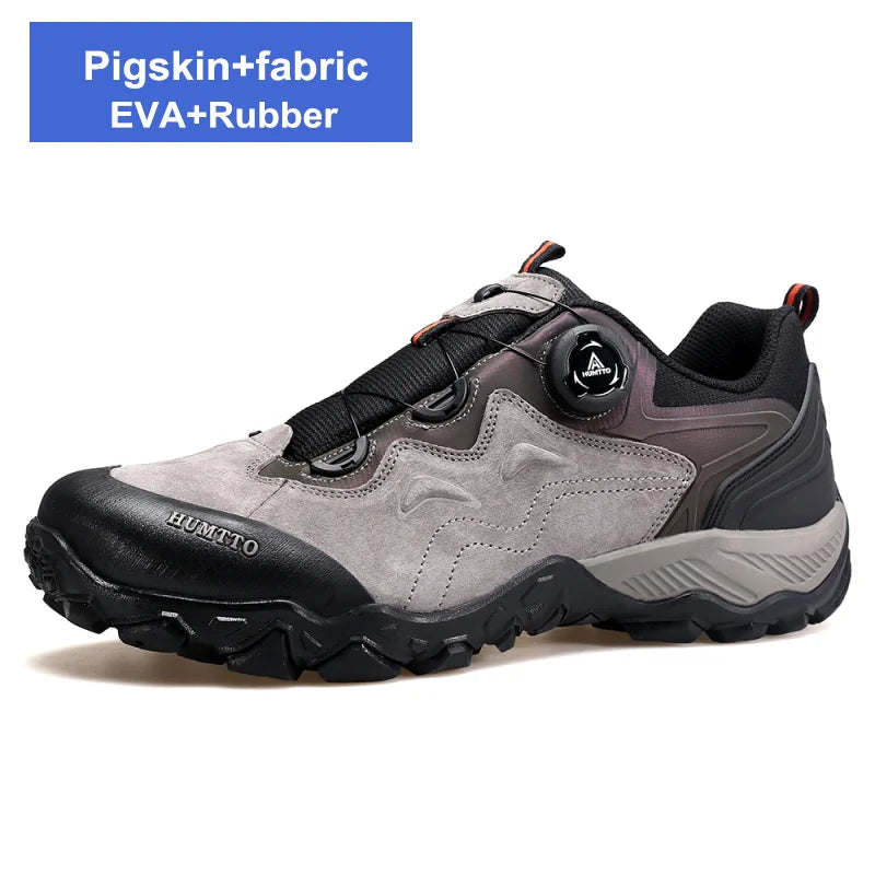 HUMTTO Herren Leder Sneaker – Luxus Outdoor Hiking Boots, Atmungsaktive Wander- und Trekking-Schuhe, Rutschfest & Wasserabweisend