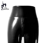 Damen Schwarze PU Leder Leggings mit Doppel-Reißverschluss – High Waist, glänzend & figurbetont für Club, Bühne und Nachtlooks