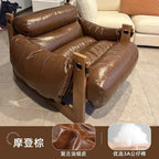 Italienischer Retro Lazy Sofa Chair aus Oil-Wax-Leder – Designer Leder-Armchair für Wohnzimmer, moderner Single Lounge Chair im Vintage-Stil