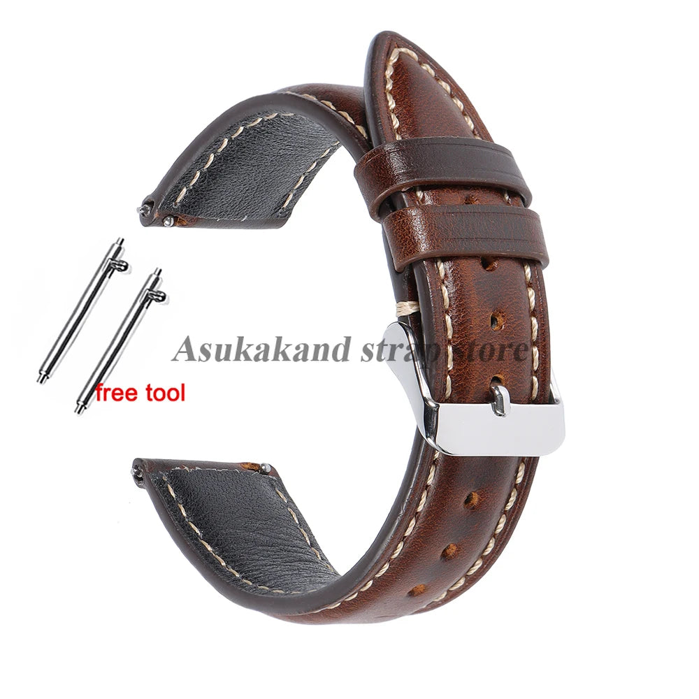 Vintage Uhrenarmband aus Oil-Wax-Leder – 18 mm bis 22 mm Leder Watch Strap mit Dornschließe im klassischen Look für Herren & Damen