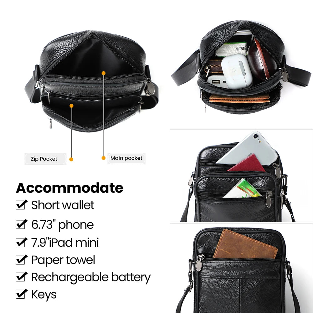 JOYIR Herren Leder Crossbody Bag – Trendige Casual Schultertasche aus Echtleder für Männer