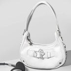 Damen Y2K Vintage Schultertasche – Retro Denim Hobos Bag mit Stern-Design, Zipper & Solider Farbe