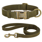 Personalisiertes Hunde-Halsband & Leinen-Set aus PU-Leder – Gepolstertes ID-Halsband mit gravierter Schnalle für kleine, mittlere & große Hunde