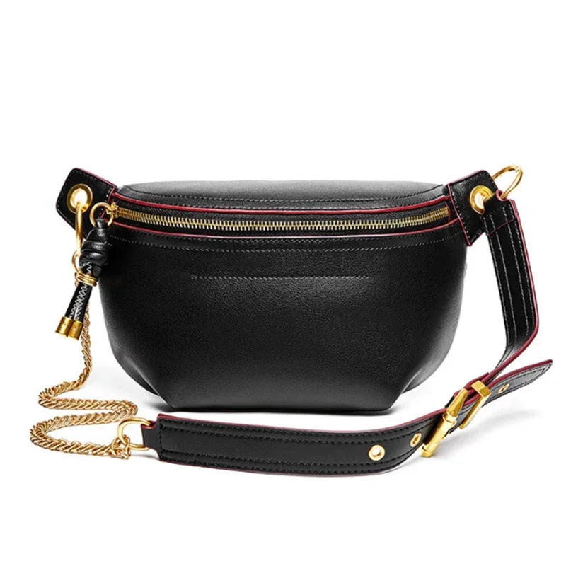MAHEU Damen Echtleder Bauchtasche – Sportliche Fanny Pack & Chest Bag für Outdoor, Reisen und Alltag