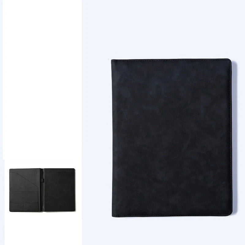 Braune Leder A4 Business Padfolio Mappe – Executive Dokumentenmappe mit Magnet-Clip &amp; Kartenfächern 