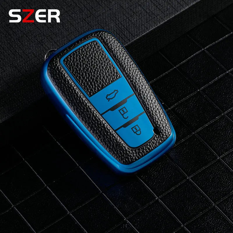 Premium Leder-TPU Autoschlüssel Hülle für Toyota – Robuste Key Cover Schale für Prius, Camry, Corolla, C-HR, RAV4 & Prado (ab 2018)