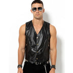 Veste en cuir pour hommes dans un style motard vintage – Cuir PU avec doublure en V, bras et sangles de transport