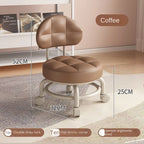 Exquisiter Sattelleder-Hocker mit Rückenlehne & Rollen – Drehbarer Schuhwechsel- & Wohnhocker aus Echtleder im modernen Design