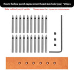 WUTA Multifunktionaler Leder Lochstanzer – Austauschbares Stich- & Lochwerkzeug mit Rund-, Diamant-, Oliven- & French-Style Köpfen