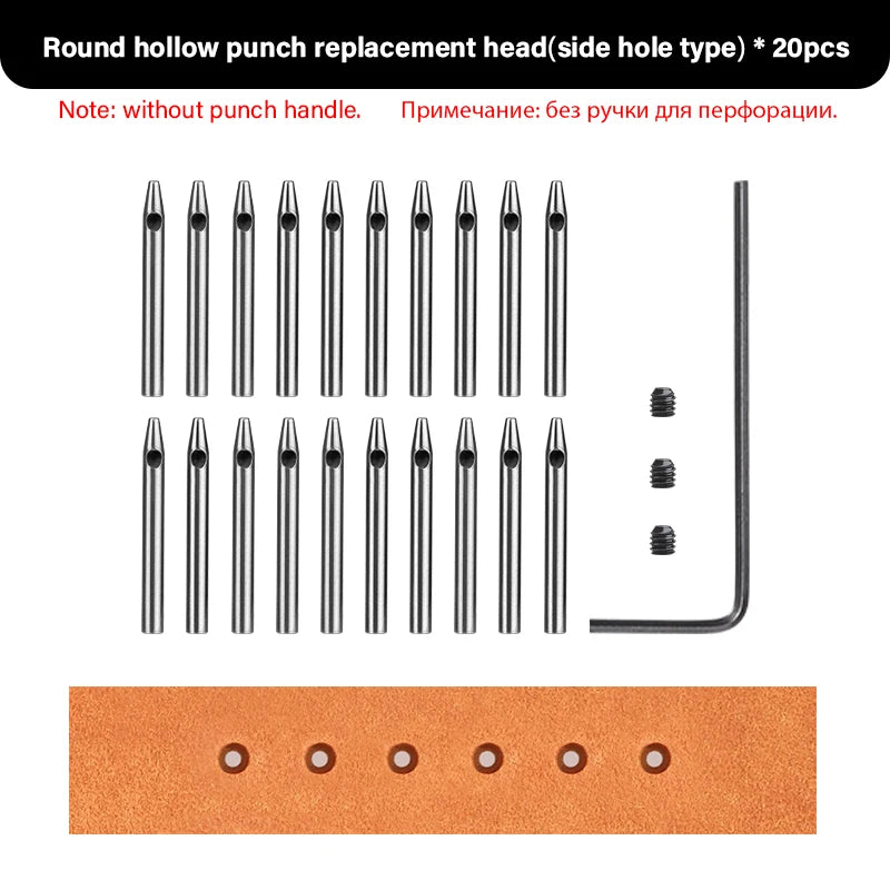 WUTA Multifunktionaler Leder Lochstanzer – Austauschbares Stich- & Lochwerkzeug mit Rund-, Diamant-, Oliven- & French-Style Köpfen