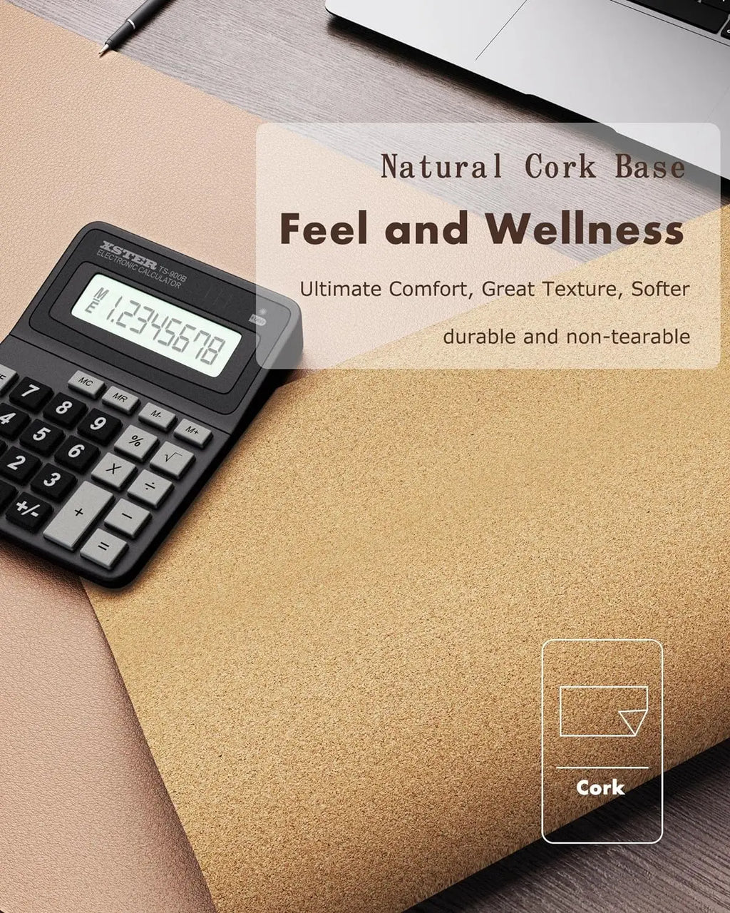 YSAGi Doppelseitige Leder Schreibtischunterlage – Große Wasserdichte Desk Mat mit Eco-Kork, Rutschfeste Schreibtischauflage & Mauspad für Büro und Zuhause