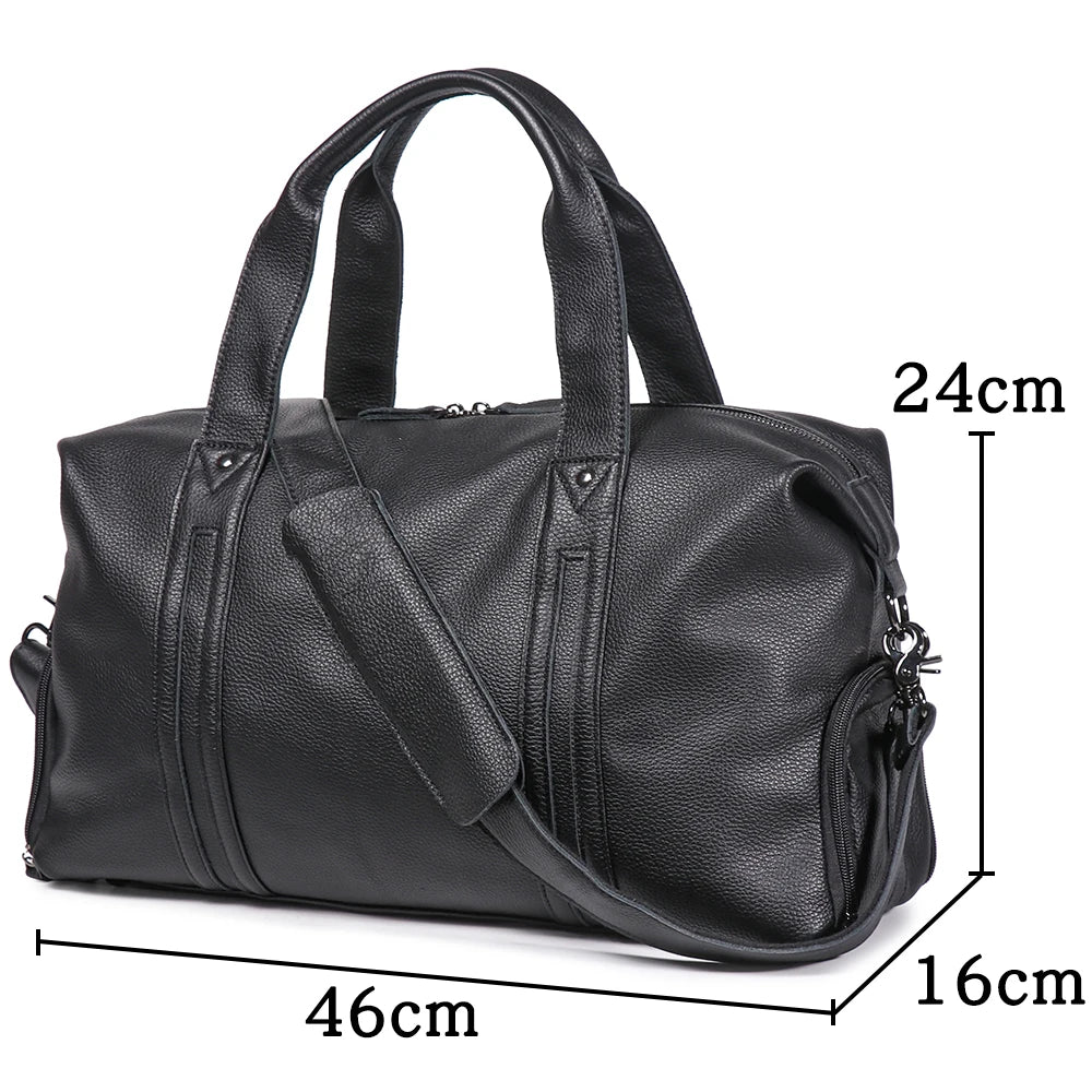 ROOG Herren Leder Reisetasche – Kompakte Business- &amp; Sporttasche aus echtem Rindsleder für Kurztrips und Alltag