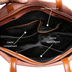 Große Damen Handtasche aus echtem Rindsleder – Vintage Tote Bag mit viel Stauraum für Büro, Alltag & Shopping