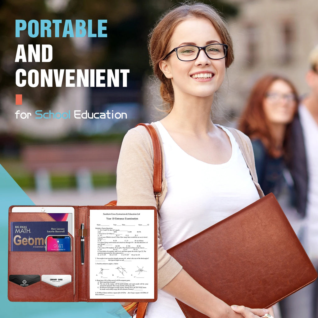 Mapas de conferencias multifuncionales A4 en PU Leder – Mapas de documentos comerciales con tarjetas y Stifthalter para oficinas y escuelas