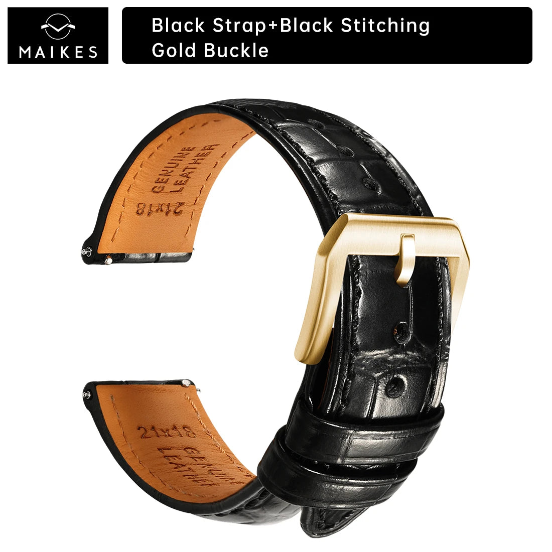 MAIKES Luxus Leder Uhrenarmband mit Quick Release – 20 mm / 21 mm / 22 mm Premium Armband mit Butterfly-Schließe für elegante Armbanduhren