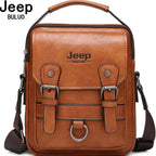 JEEP BULUO Herren Leder Messenger Bag – Multifunktionale Business-Umhängetasche mit Großer Kapazität 